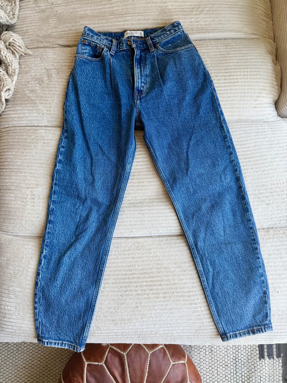 Abercrombie & Fitch Women's Straight Leg Jeans - Classic Blue Denim